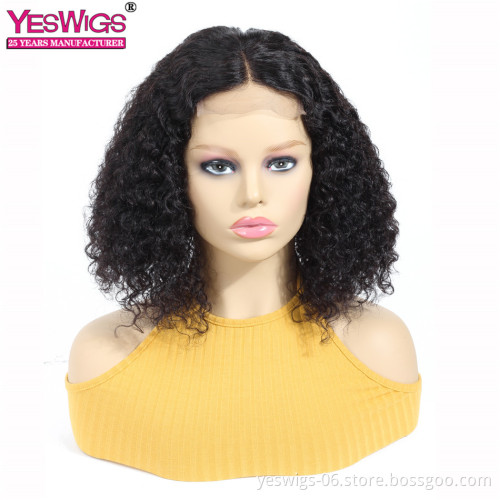 Yeswigs Full Customize Bob Style Short Lace Front Wig Box/Bag Packing Ombre Color Frontal Virgin Mongolian Kinky Curly Hair Wig